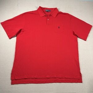 Polo Ralph Lauren Shirt Mens 3xlt‎ Tall Golf Collared Pocket Preppy Solid Red